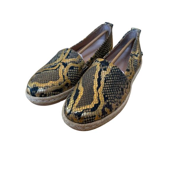 Abeo Blake Metallic Snakeskin Espadrilles Flats 8 Neutral - Picture 1 of 11